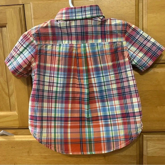 Ralph Lauren Boy’s Orange Plaid Short Sleeve Button Down Shirt Size 12 Months - Picture 6 of 6